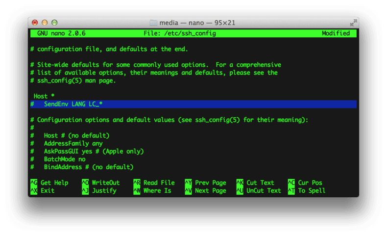 Editando la configuración de SSH en Mac