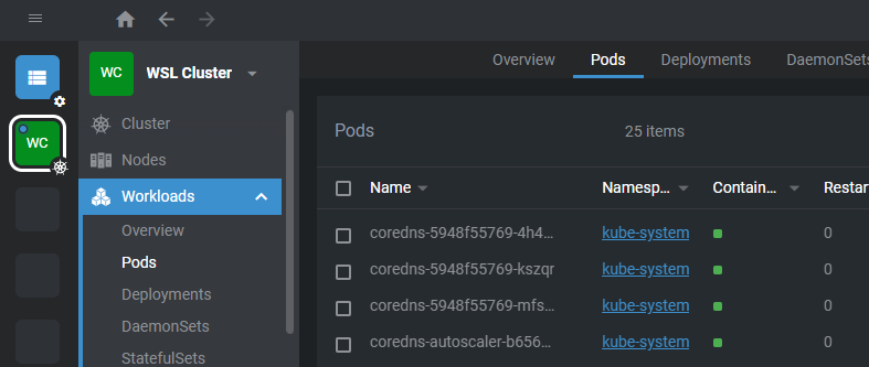 Viewing pods after adding a cluster in OpenLens